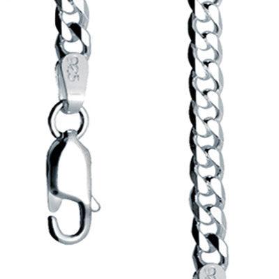 Diamond cut silver curb link necklace 40 cm