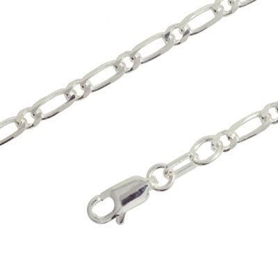 Silver Figaro Link Necklace - 40 cm