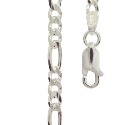 Sterling Silver Figaro link necklace 55 cm
