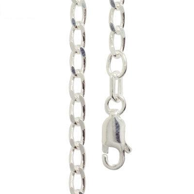 Silver Curb Link Necklace - 40 cm