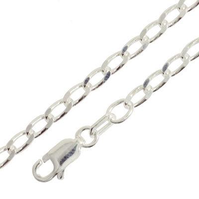 Silver Curb Link Necklace - 40 cm