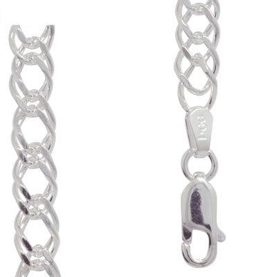 Silver Necklace Double Curb Link - 40 cm