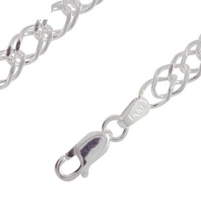 Silver Necklace Double Curb Link - 45 cm