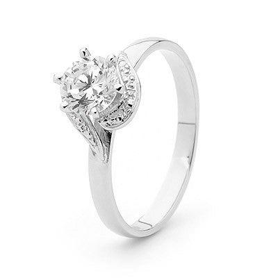 Cubic Zirconia Solitaire 18K White Gold