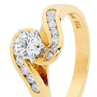 Gold Engagement Ring - 0.8 carat - Certified Diamonds