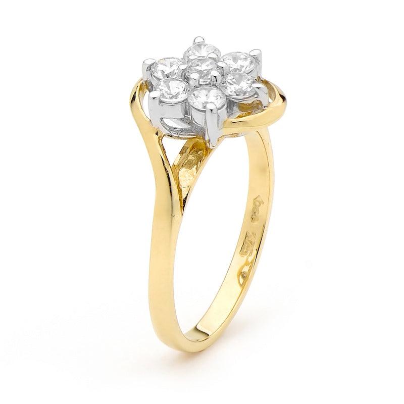 Cubic Zirconia Cluster Ring "Seven Stones"