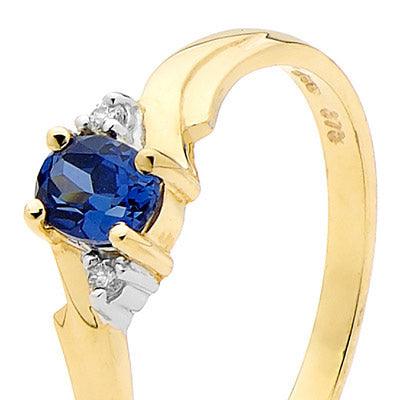 Created Ceylon Sapphire and Diamond Ring