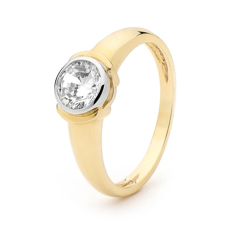 Modern Cubic Zirconia Solitaire Ring