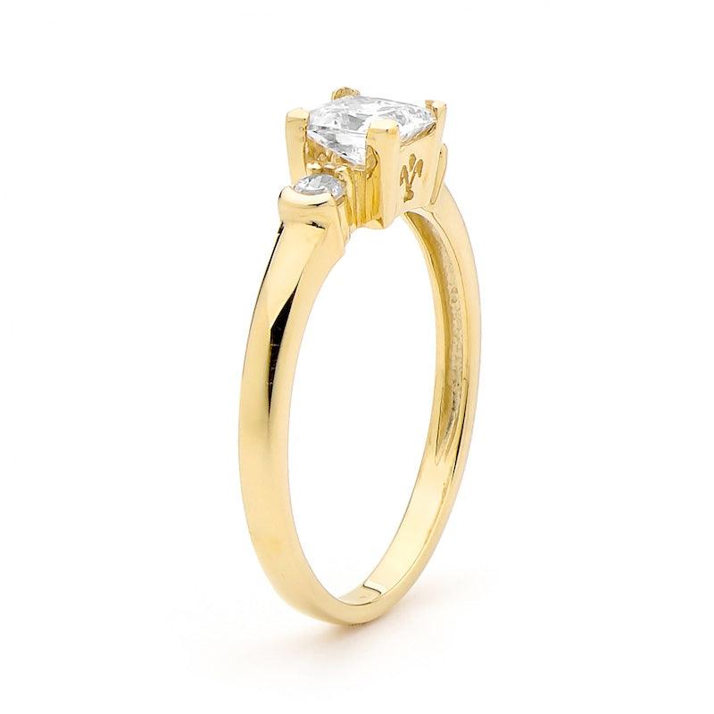 Square Cubic Zirconia Solitaire Ring