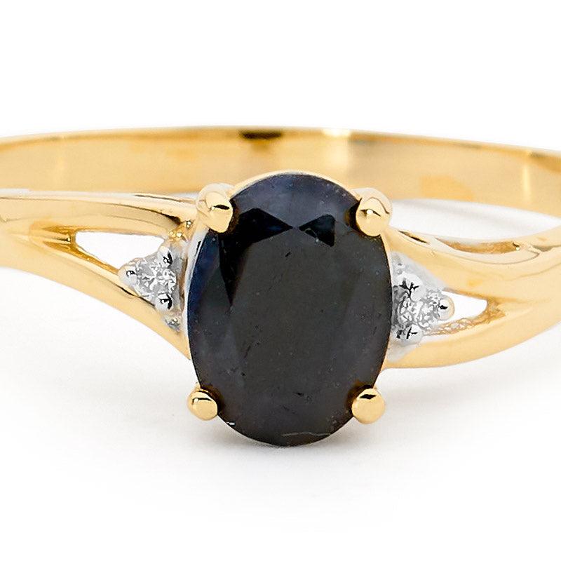 Bold Dark Sapphire and Diamond Ring (U)