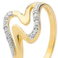 Double Wave Ring in Gold with Diamond