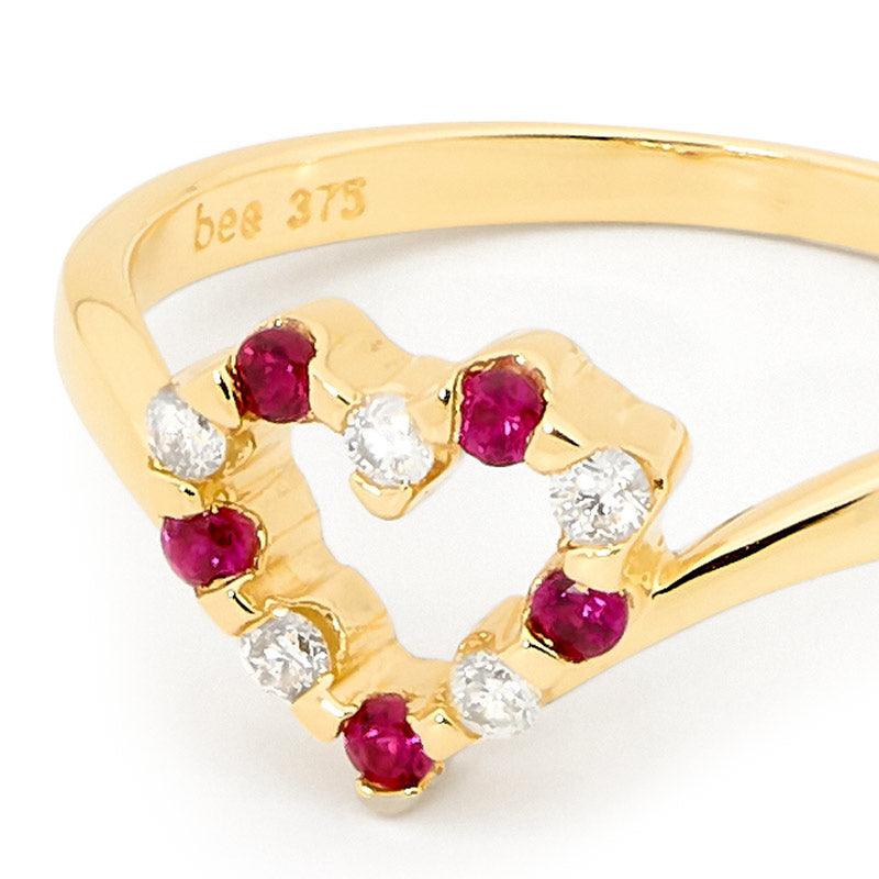 Created Ruby and Diamond Love Ring