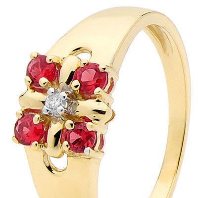 Created Ruby and Diamond Flower Ring