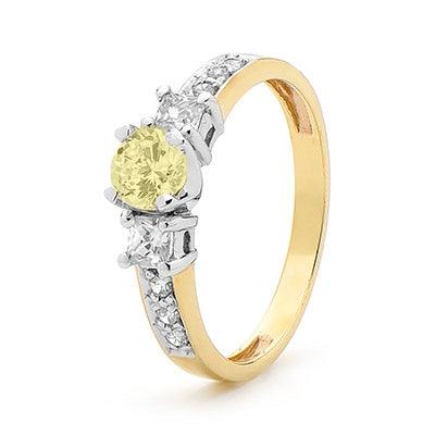 Engagement Ring with Fancy Colour Stones