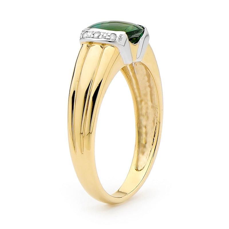 Created Emerald and Diamond Dress Ring (W)