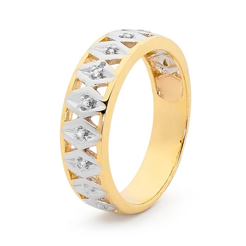 Diamond Set Two Tone Gold Ring