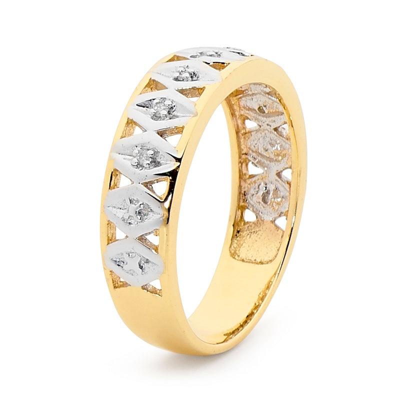 Diamond Set Two Tone Gold Ring