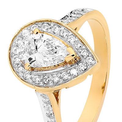 Teardrop Cubic Zirconia Engagement Ring