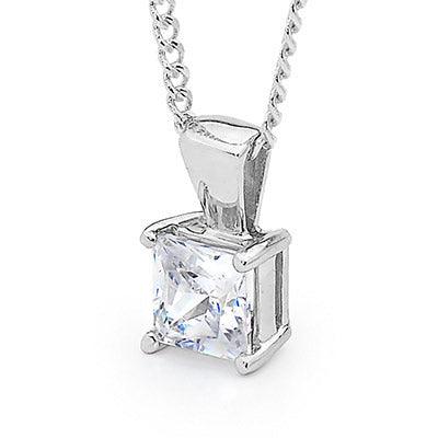 Princess Cut Zirconia Pendant Silver