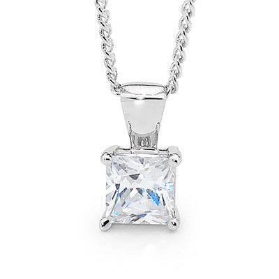 Princess Cut Zirconia Pendant Silver