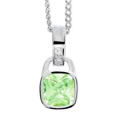 Silver pendant with apple green Cubic Zirconia