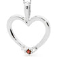 Romantic Silver Heart Pendant with Ruby