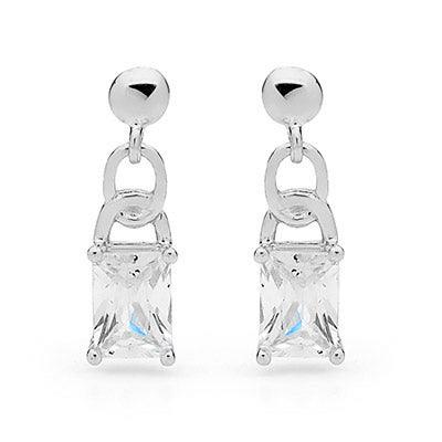 Criss Cut Cubic Zirconia Short Drop Studs