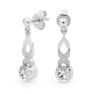 Silver Kiss Hug Kiss Earrings with CZ