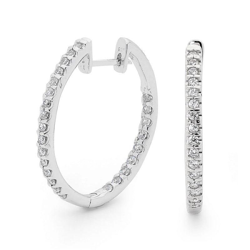 Inside Out Hoop Earrings with Cubic Zirconia