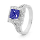 Princess Cut Sapphire and CZ Ring