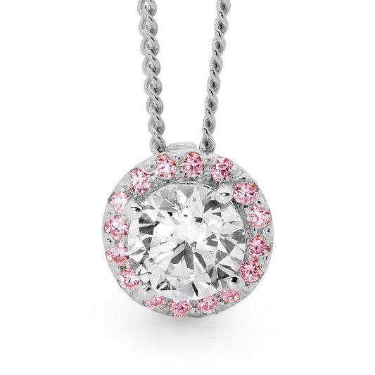 Pink Halo Zirconia Pendant