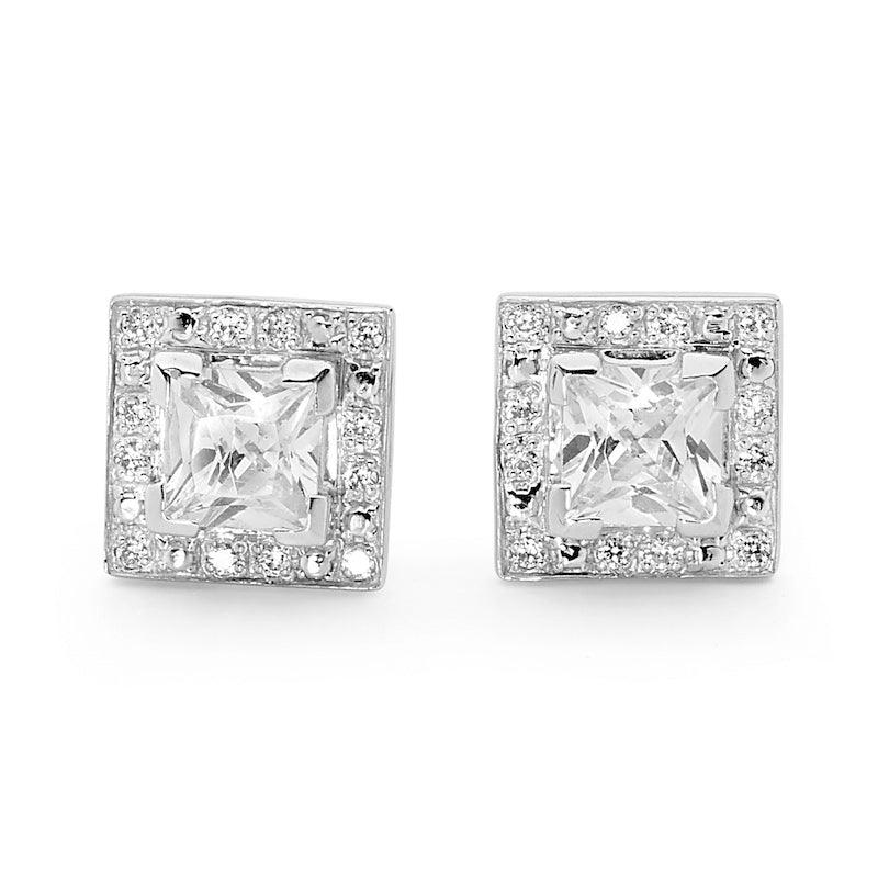 Princess Cut CZ Celebrity Style Earrings