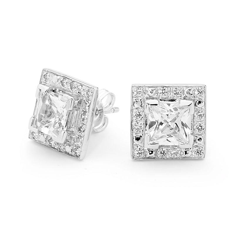 Princess Cut CZ Celebrity Style Earrings