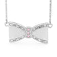 Silver Bow Pendant with Pink CZ