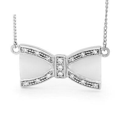 Silver Bow Pendant with Cubic Zirconia