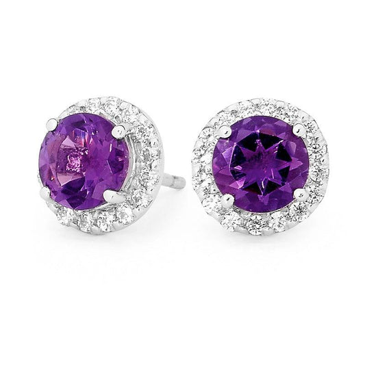 Amethyst and Zirconia Dress Earrings