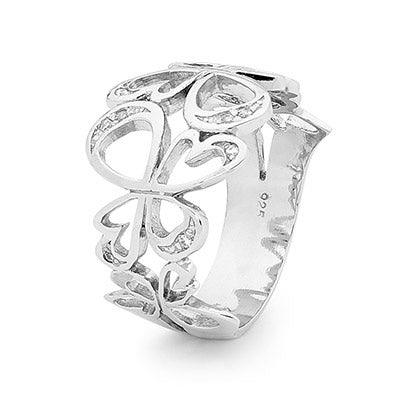 Silver Angel Ring with Cubic Zirconia