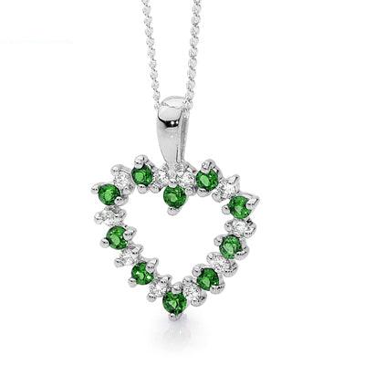 20 Stone Heart Pendant with Emerald