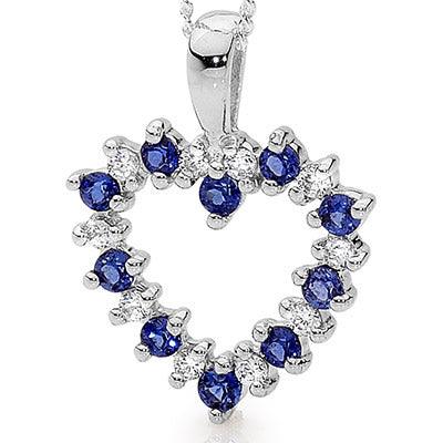 20 Stone Heart Pendant with Sapphire