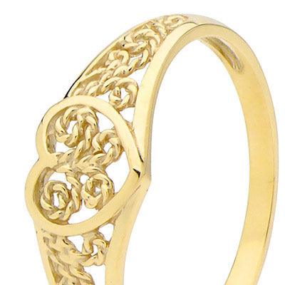 Gold Filigree Ring with Heart