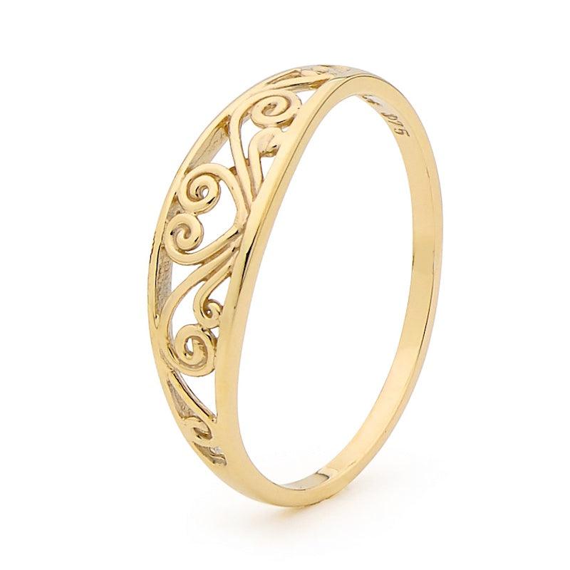 Gold Filigree Ring with heart