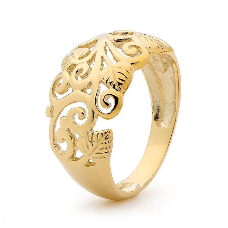 Gold Ring - Domed - Grape Vine