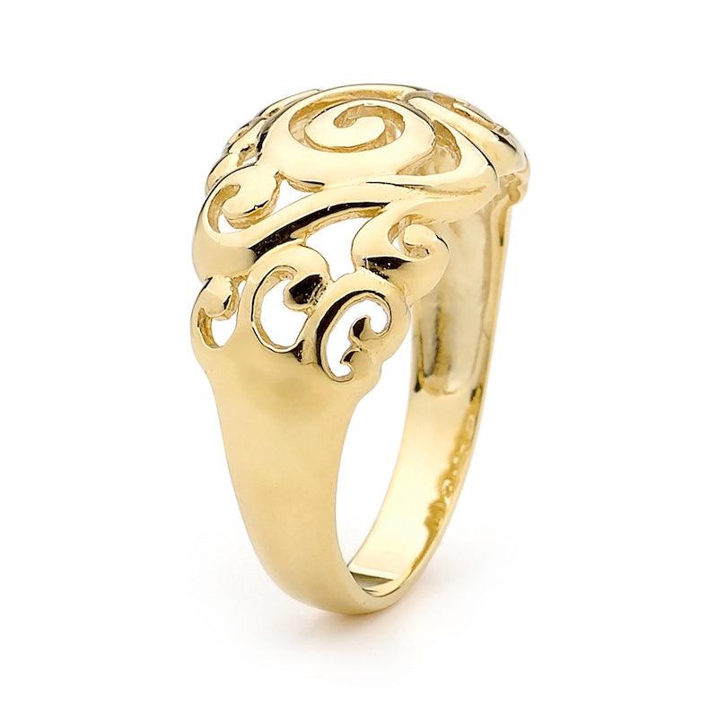 Gold Fashion Ring "Swirls"