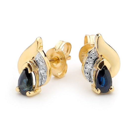 Sapphire and Diamond Petal Studs