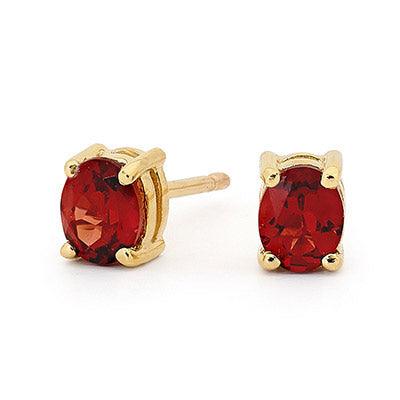 Garnet Stud Earrings "Classic"