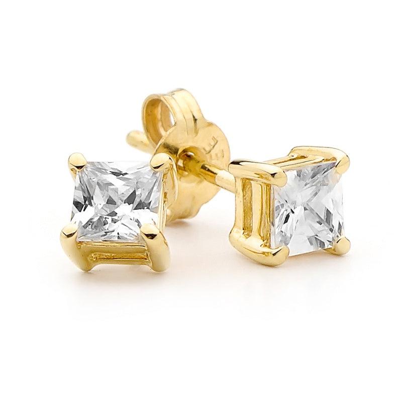 Princess Cut Cubic Zirconia Studs