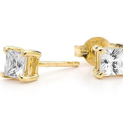 Princess Cut Cubic Zirconia Studs