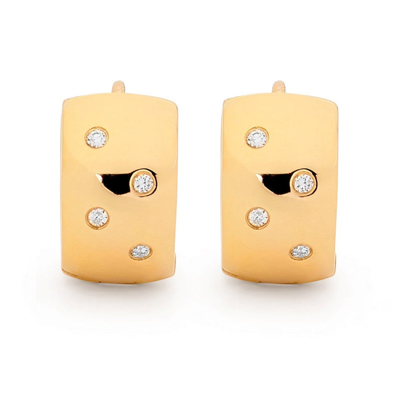 Gold Huggie Earrings with Diamonds