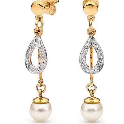 Pearl and Diamond Drop Earrings