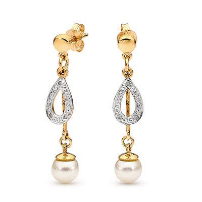 Pearl and Diamond Drop Earrings